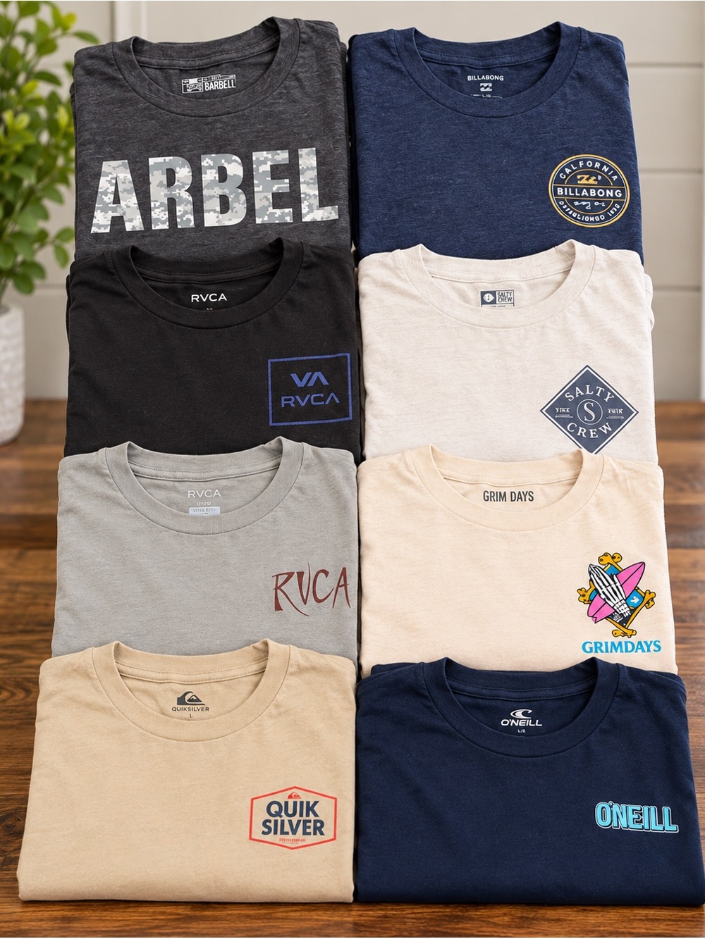 Lot of 8 Size Small T-Shirts! Quicksilver, RVCA, Billabong, Etc